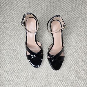 Kelly & Katie Black Patent Sanesa Strappy 4" Heels Size 8